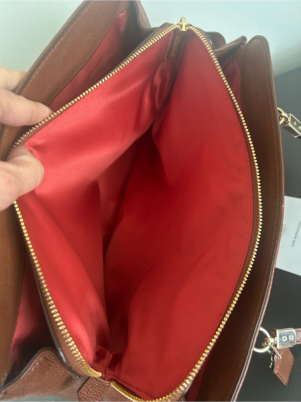 Coach Brown Madison Kimberly Carryall Cognac Pebbled Leather Shoulder bag Tote - Picture 12 of 15